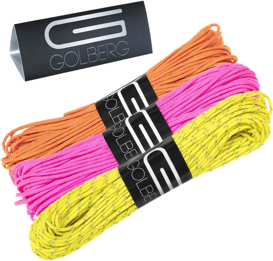 GOLBERG G 1.8mm Fluorescent Reflective 95lb Paracord – 20 Meters – Perfect for Guyline, Tent Rope, Camping, Hiking – (Reflective Neon Orange)