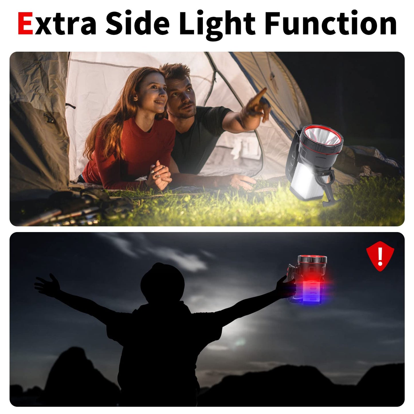 Vanvale Superbright LED Handheld Searchlight Tactical Waterproof Spotlight High Power Rechargeable Flashlights with Side Light USB Power Charger (Yellow Light)