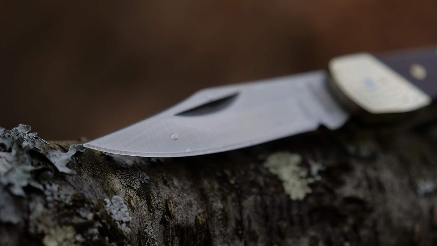Uncle Henry LB3 Brown Bear 5.1in High Carbon S.S. Folding Knife with a 2.2in Clip Point Blade and Wood Handle for Outdoor Survival, Camping and Hunting