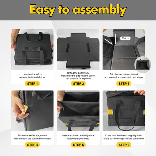 YAMTO Multifunctional Camping Storage Duffel Bag With Handles,Picnic Camping Organizer with Adjustable Dividers,Large Tool Tote Bag Collapsible for Outdoor Camping/Sports/Travel/GYM-Black