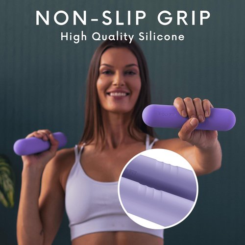 Polyfit Dumbbell Weight Bars for Women - Set of 2 (3.3 LB | 6.5 LB Pair) - Dumbbell Set for Walking, Yoga, Dance, Barre, Pilates, Cardio, Aerobics - Sky Blue
