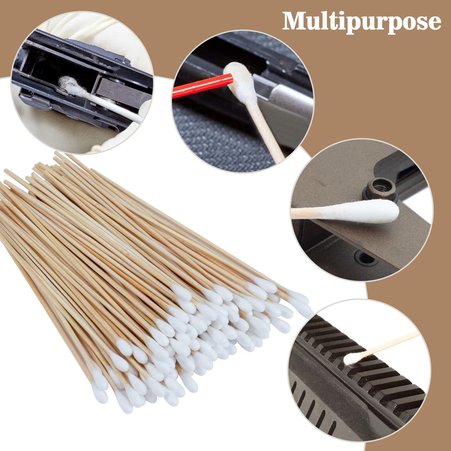 800PCS SUKH Gun Cleaning Patches - Gun Cleaning Supplies Swabs 200 PCS 6" Parts Cleaner with Long Cotton Wooden Swab and Square Patches Rags 600 PCS for Guns Maintenance or Daily