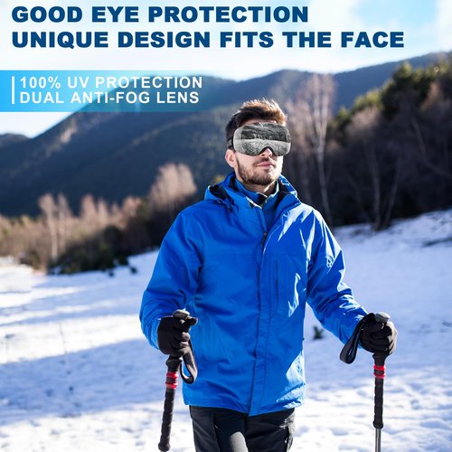 LAVOLLY Ski Goggles Snowboard Goggles Adult, 100% UV Protection Anti-Fog Snow Goggles Snowmobile Skiing Skating for Men Women Youth