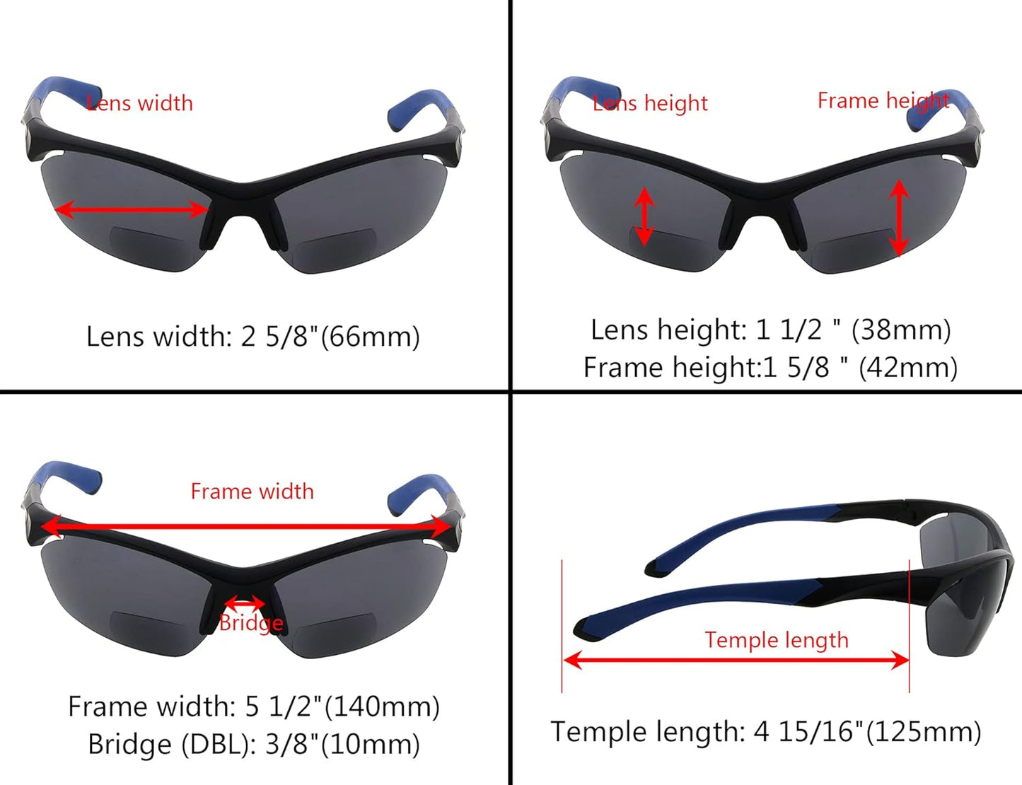 Eyekepper TR90 Frame Bifocal Sports Sunglasses Baseball Running Fishing Driving Golf Softball Hiking Sunshine Readers