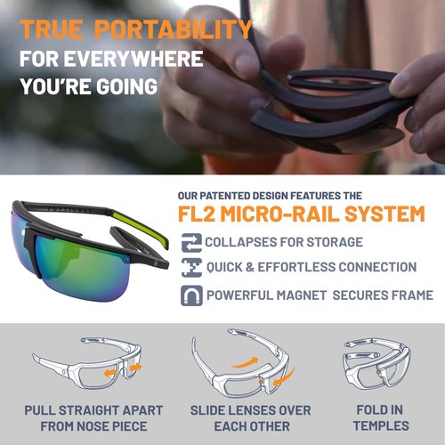 POPTICALS PopArt Foldable Polarized Sunglasses for Men & Women – Sports Eyewear - Matte Black/Grey, Green Lens