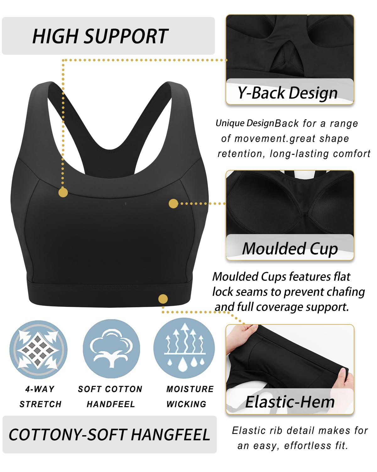 RUNNING GIRL Sports Bras for Women High Support,Racerback Supportive Molded Cup Sports Bra with Sewn in Pads