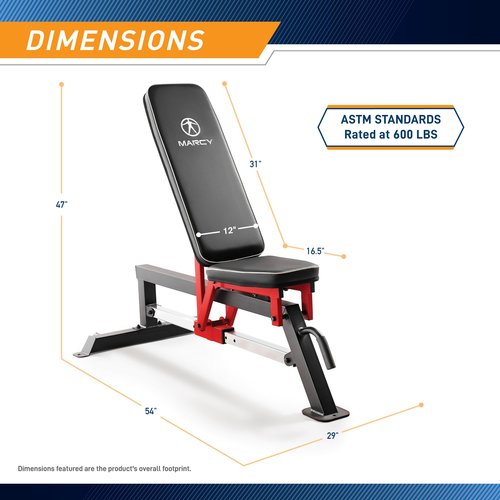 Marcy Adjustable Strength Training Utility Bench with Chrome Sliding Track SB-5429
