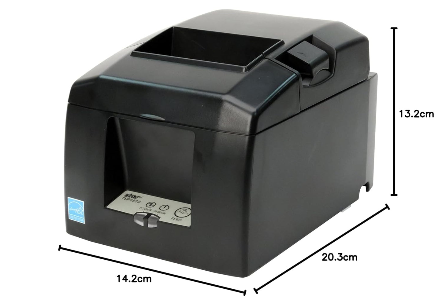 Star Micronics TSP654IIBi2 Bluetooth Thermal Monochrome Receipt Printer with Auto Connect for iOS, Auto-cutter, and External Power Supply - Gray