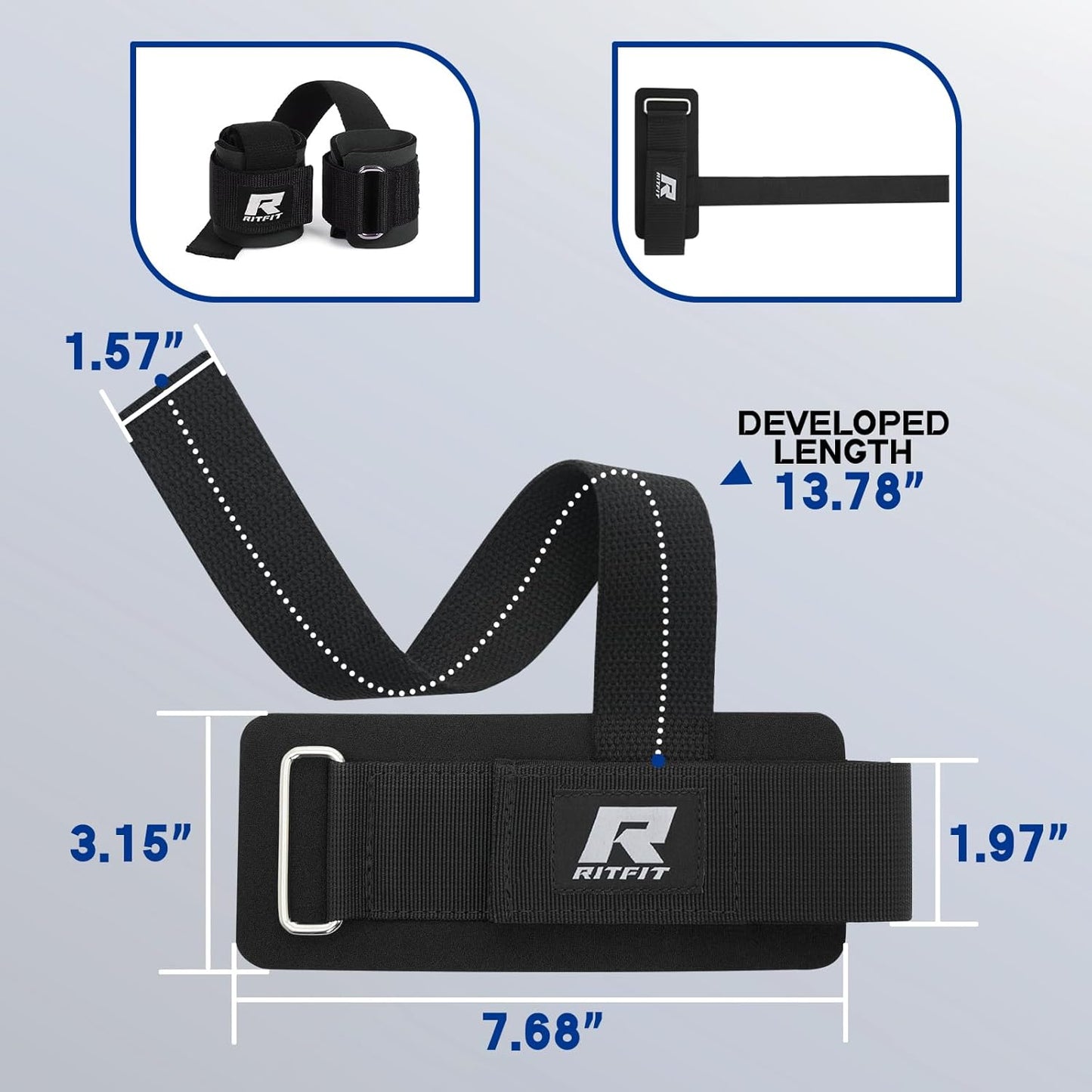 RitFit Lifting Wraps, Wrist Straps for Weightlifting, Wrist Support for Working Out, Bodybuilding, MMA, Powerlifting, Strength Training, Men & Women