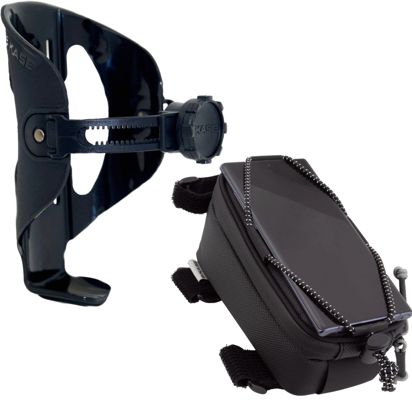 Adjustable Bottle Cage and Universal Phone Bag