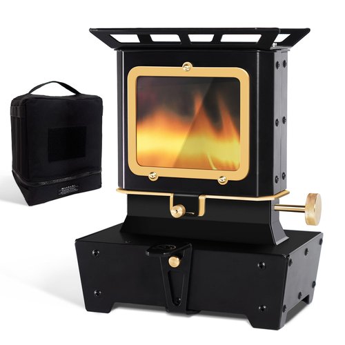 CAMVIL Camping Oil Lantern for Outdoor Lighting Cooking Warming Vintage Lamp Stove with Wick for Indoor Home Decor (Black)