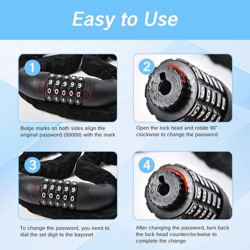 YAFIYGI Motorcycle Helmet Lock Small Retractable Cable Lock for Bike Helmets and Strollers 5 Digit Combination Security Lock for Helmets Compact Motorcycle Accessories for On-The-Go Security