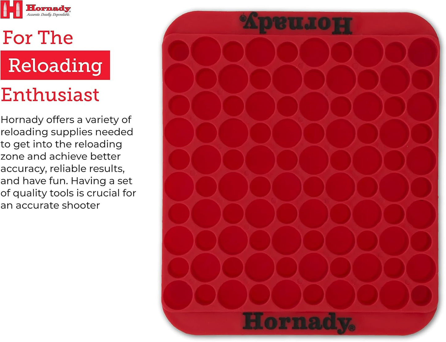 Hornady Magnum Loading Block, 480042 - Keep Your Reloading Bench Clean and Uncluttered with This Large Caliber Reloading Tray - Includes 100 Total Slots to Store 50 BMG Cases or Shotgun Shells