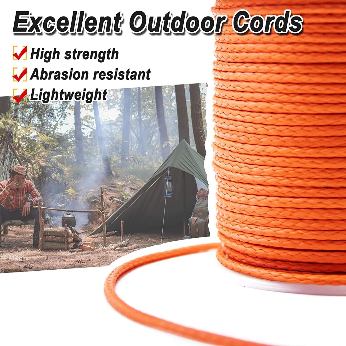 9KM DWLIFE 100% UHMWPE Braided Cord, 1.0mm Red 100ft 350lb Hollow Rope for Hammock, Kite, Fishing, Climbing, Camping