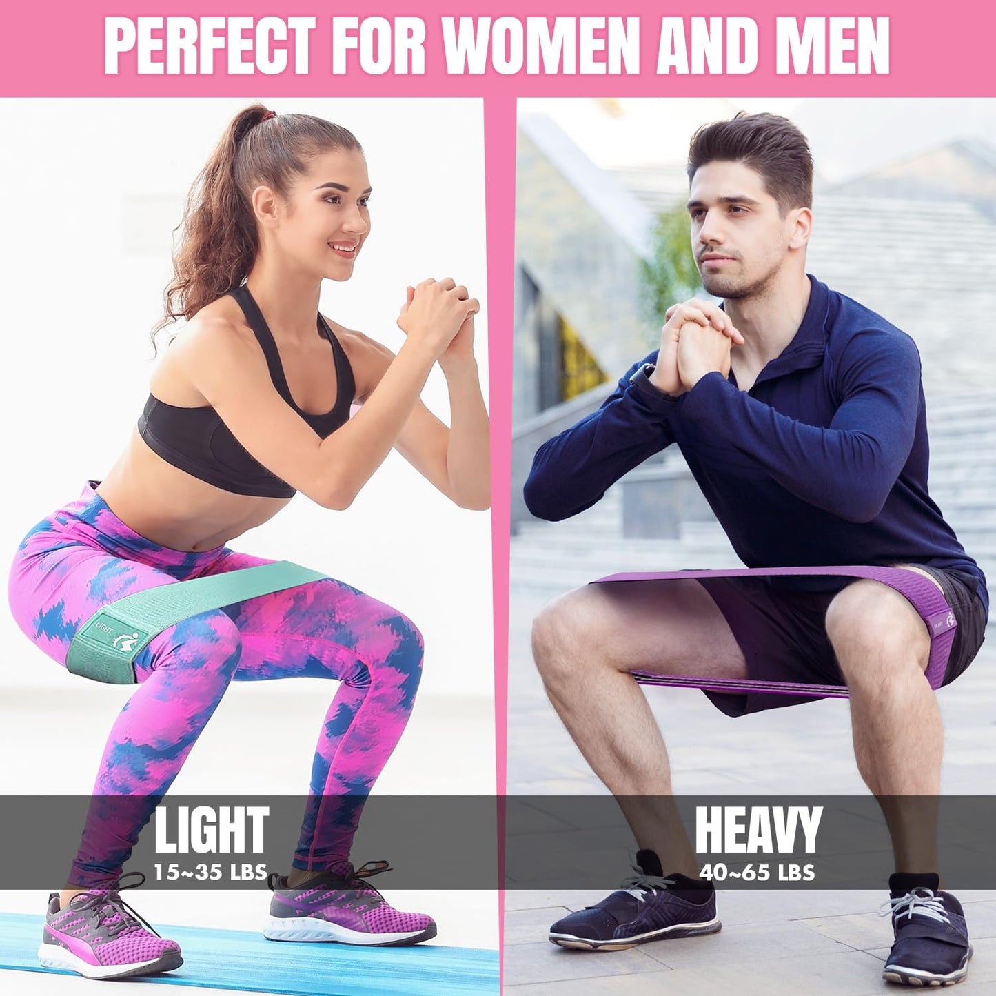 Fabric Resistance Bands for Working Out, 6pcs Band Set, 3pcs Non-Slip Booty Bands 3pcs Loop Exercise Bands for Leg, Glutes, Hip Elastic Bands for Gym, Home Fitness, Pilates, Yoga for Women and Men