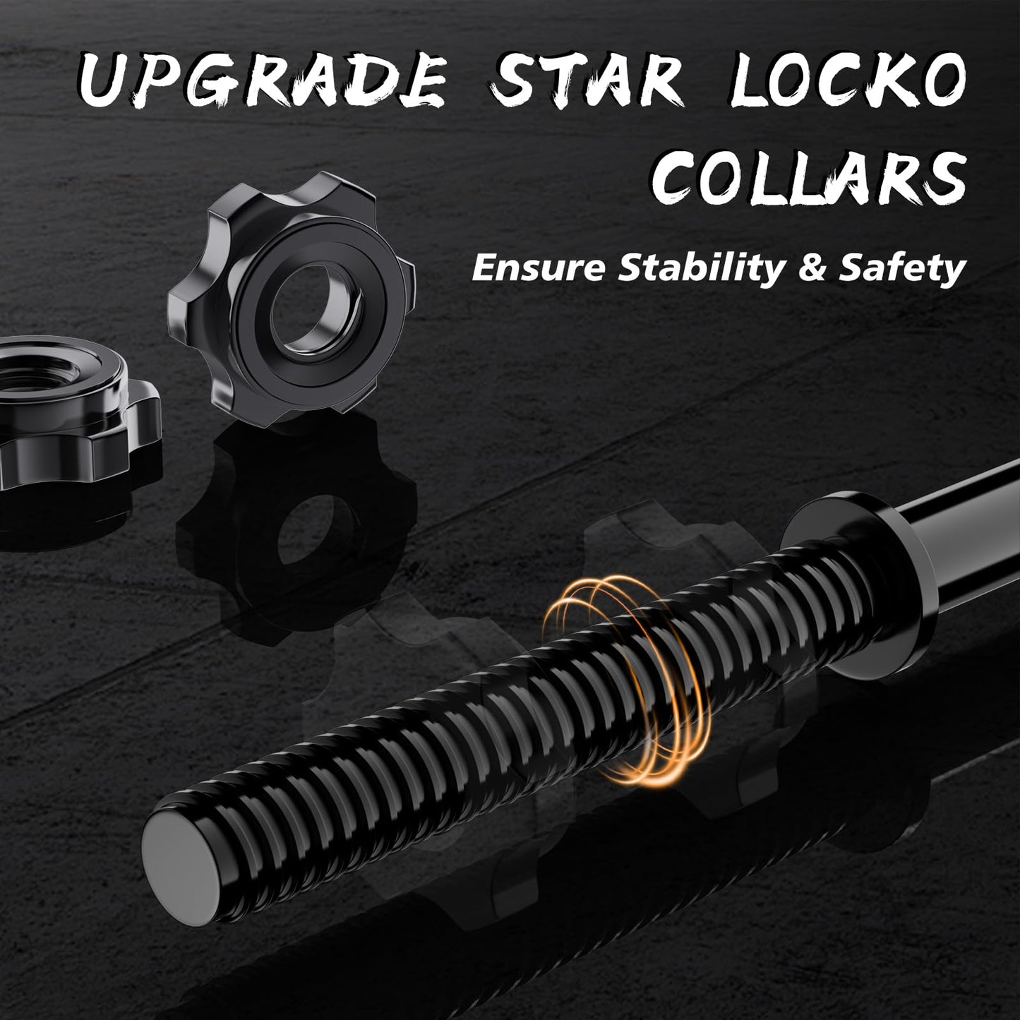 55" Weight Lifting Bar, 1" Standard Straight Barbell Bars for Weight lifting, Olympic Barbell Bar for Bench Press/Hip Thrusts/Squats/Lunges for Gym and Home, 2 Star Star-nuts (480lb Weight Capacity)