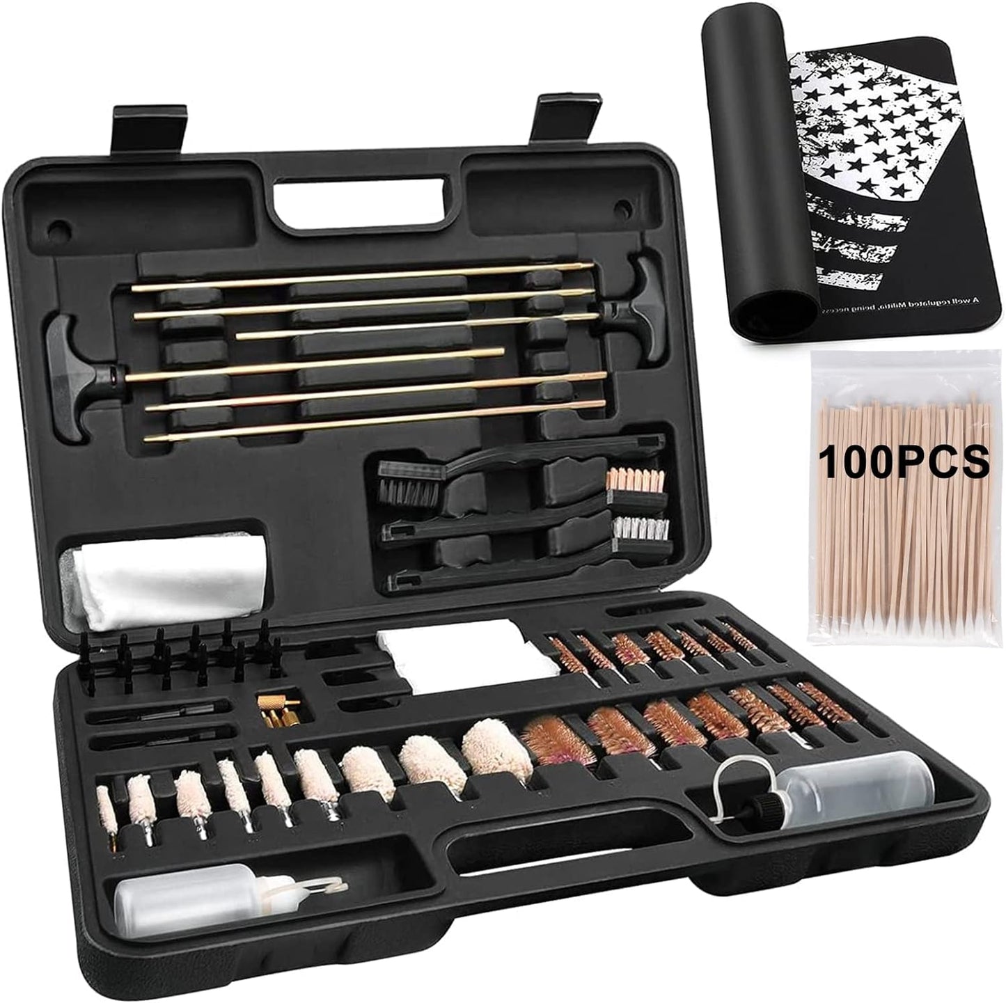 iunio Gun Cleaning Kit, Universal Gun Cleaning Kit for All Caliber Shotgun Pistol Rifle Cleaning Kit with Mat Portable Case