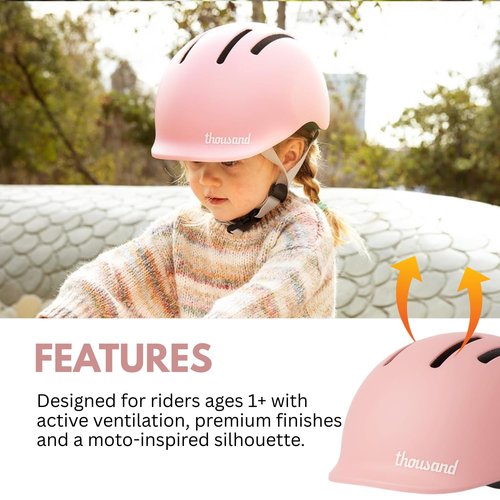 Thousand Jr. Toddler Helmet - Free Reflective Sticker Pack to Customize, Ages 1 and Up, Adjustable Fit, Multi Sport CPSC CE ASTM Certified (Plush Pink)