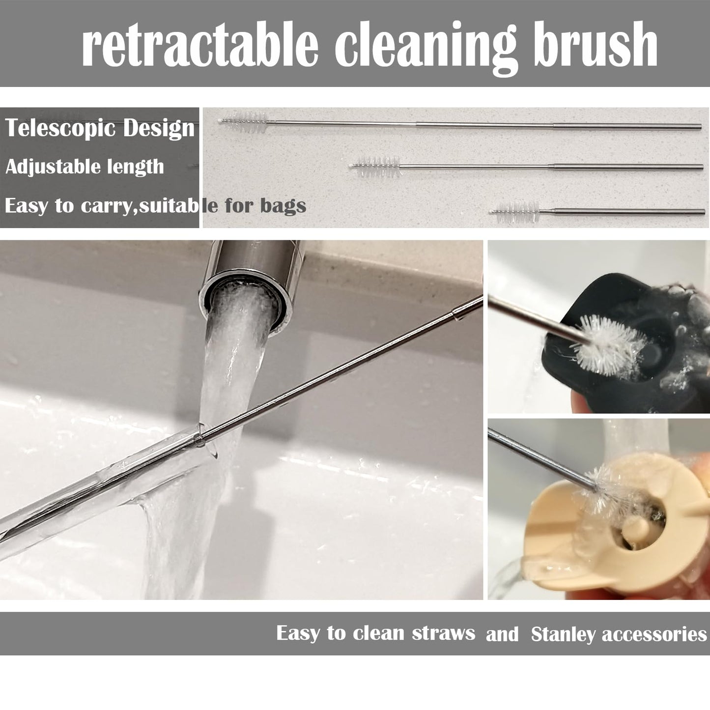 3Pcs Cute Straw Topper for Stanley Cup Straw Cover Cap, 2pcs Silicone Boot for Stanley 30/40oz Tumbler,Plus Cleaning Brush,6Pcs Cup Accessories for Men & Women