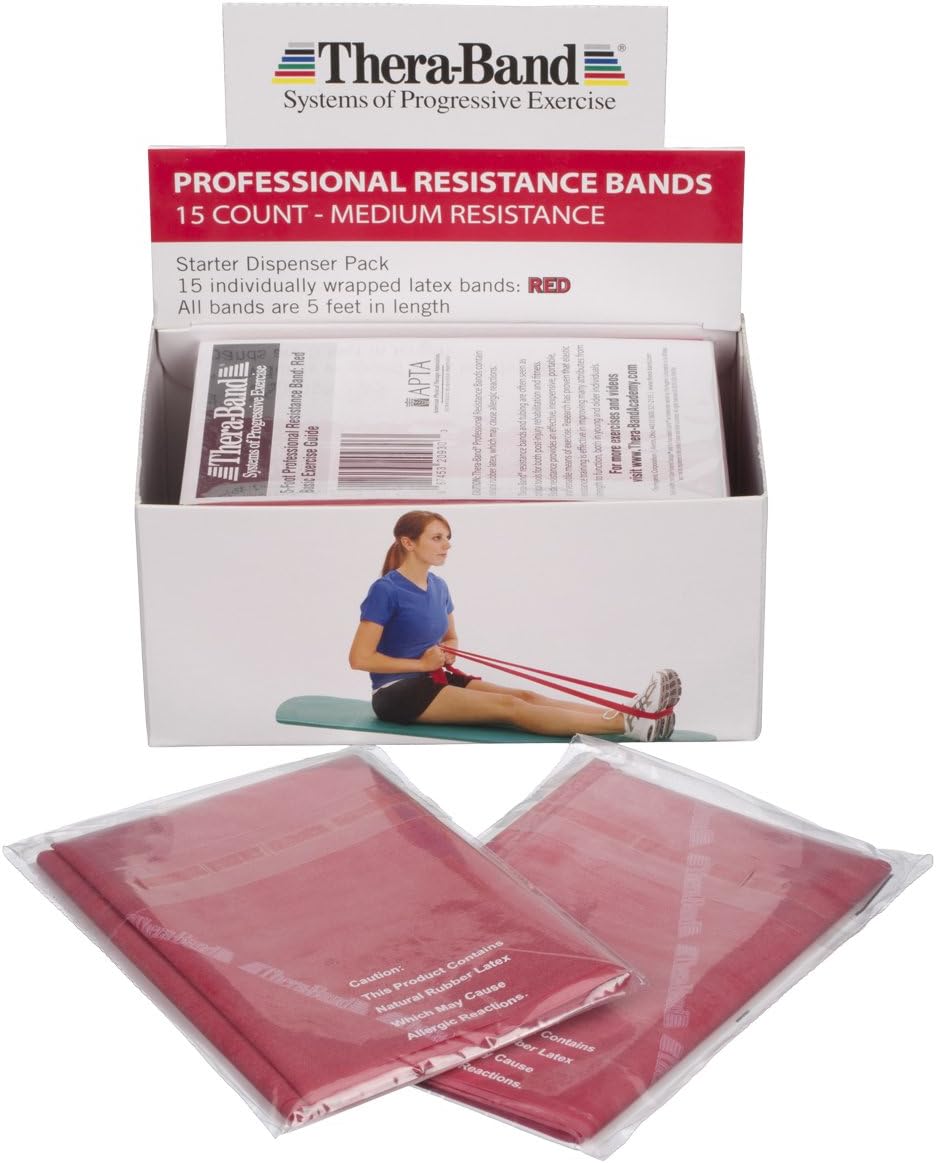 THERABAND Professional Resistance Bands - 5ft Latex Elastic for Home Workouts, Rehab & Pilates (15/30 Count)