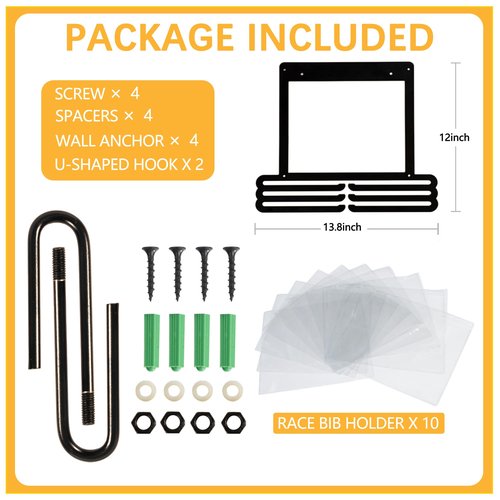 Goutoports Medal Hanger Display for Runner - Race Bib Holder - Medal Holder Display Rack - 3 Rows Medal Hanger - Sturdy Black Steel Metal - Displays Over 30 Medals 50 Race Bibs