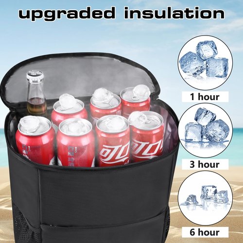 Wolka Insulated Cooler Backpack Small- Leak Proof Backpack Cooler 30 Cans, Waterproof Lightweight Cooler Bag for 12h Hot/Cold Retention - Portable Soft Cooler for Travel, Camping, Beach -Black