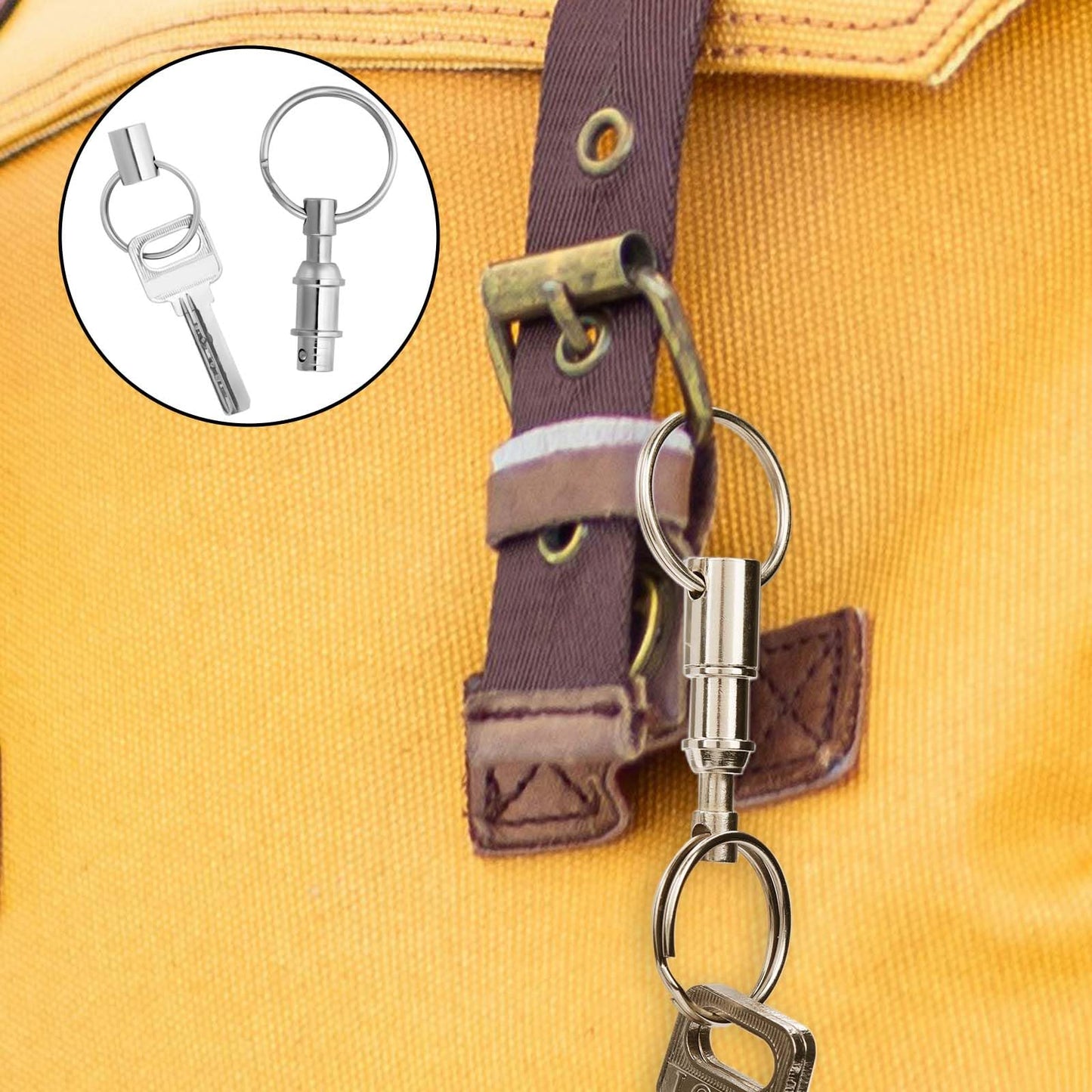 4pcs Keychain for Quick Release, Detachable Dual Pull Apart Key Chain Quick Disconnect Key Ring with Metal Keyring Quick Detach Key Holder for DIY Craft Home Car Key Accessory