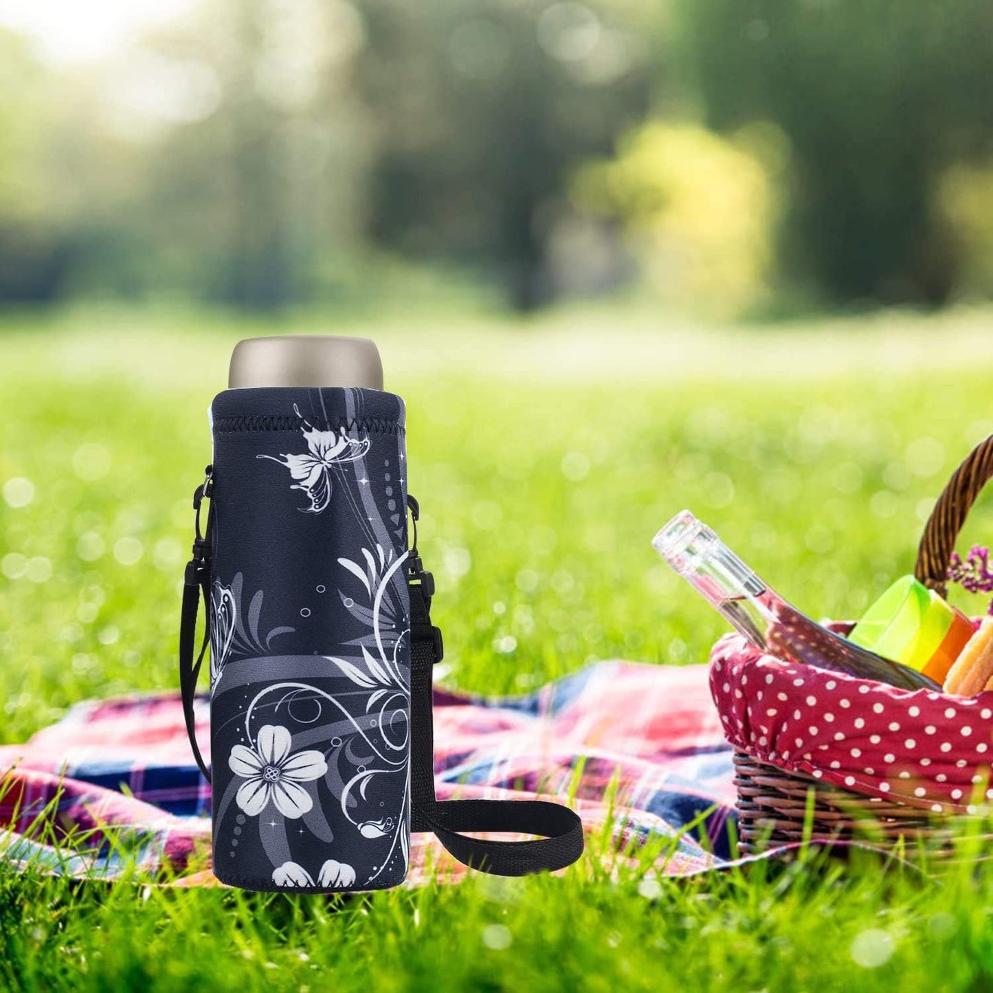 AUPET Water Bottle Carrier,Insulated Neoprene Water bottle Holder Bag Case Pouch Cover 1000ML or 750ML,Adjustable Shoulder Strap, Great for Stainless Steel and Plastic Bottles