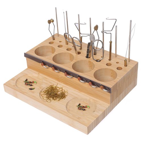 Ussuris Wooden Fly Tying Tool Kit Caddy Desktop Organizer Fly Tying Tool Holder Materials Tray Station
