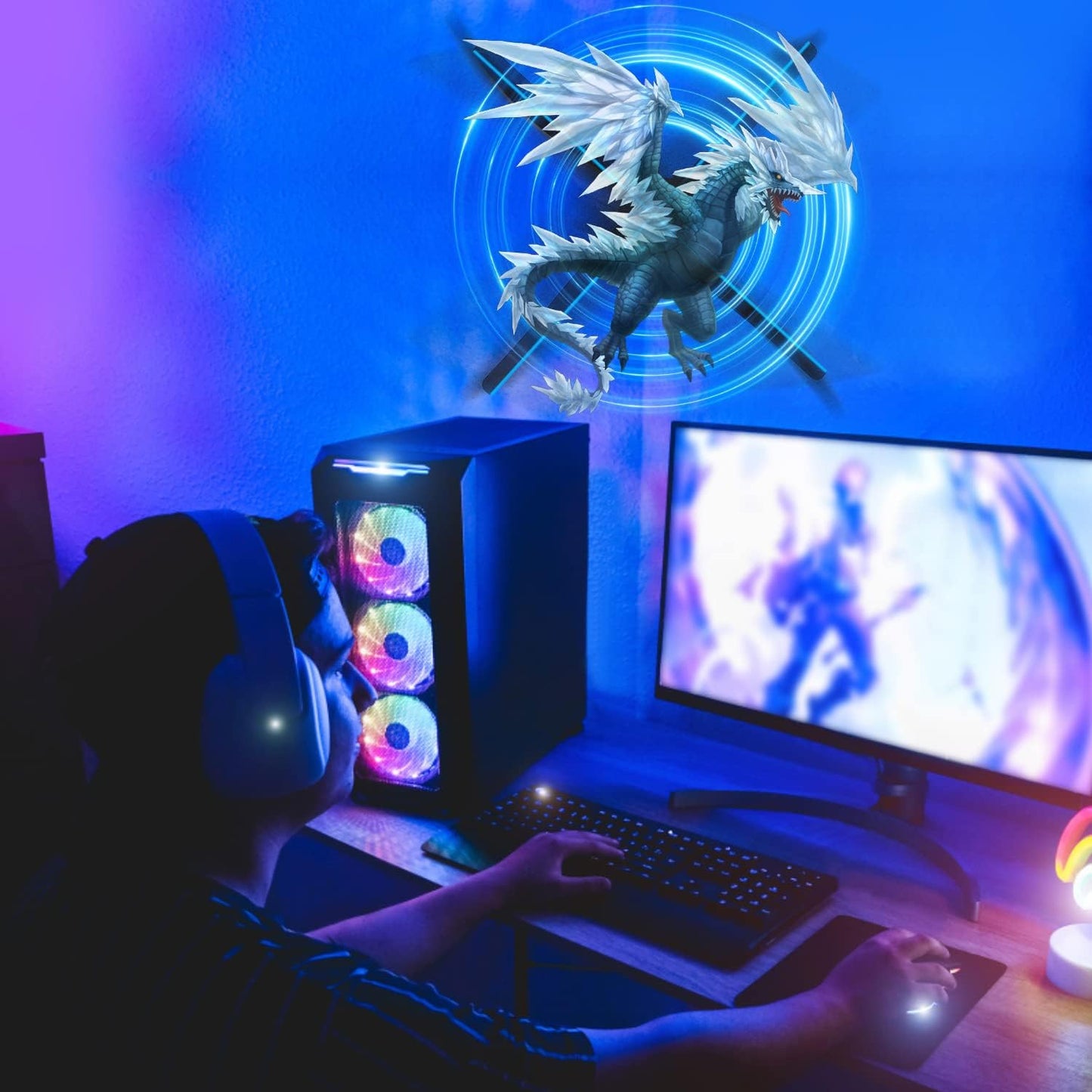 3D Hologram Fan, 45cm (17.7 In) 4-Blade HD LED Spinning Holographic Projector Display, Transparent Compact for Retail Advertising and Home Decor