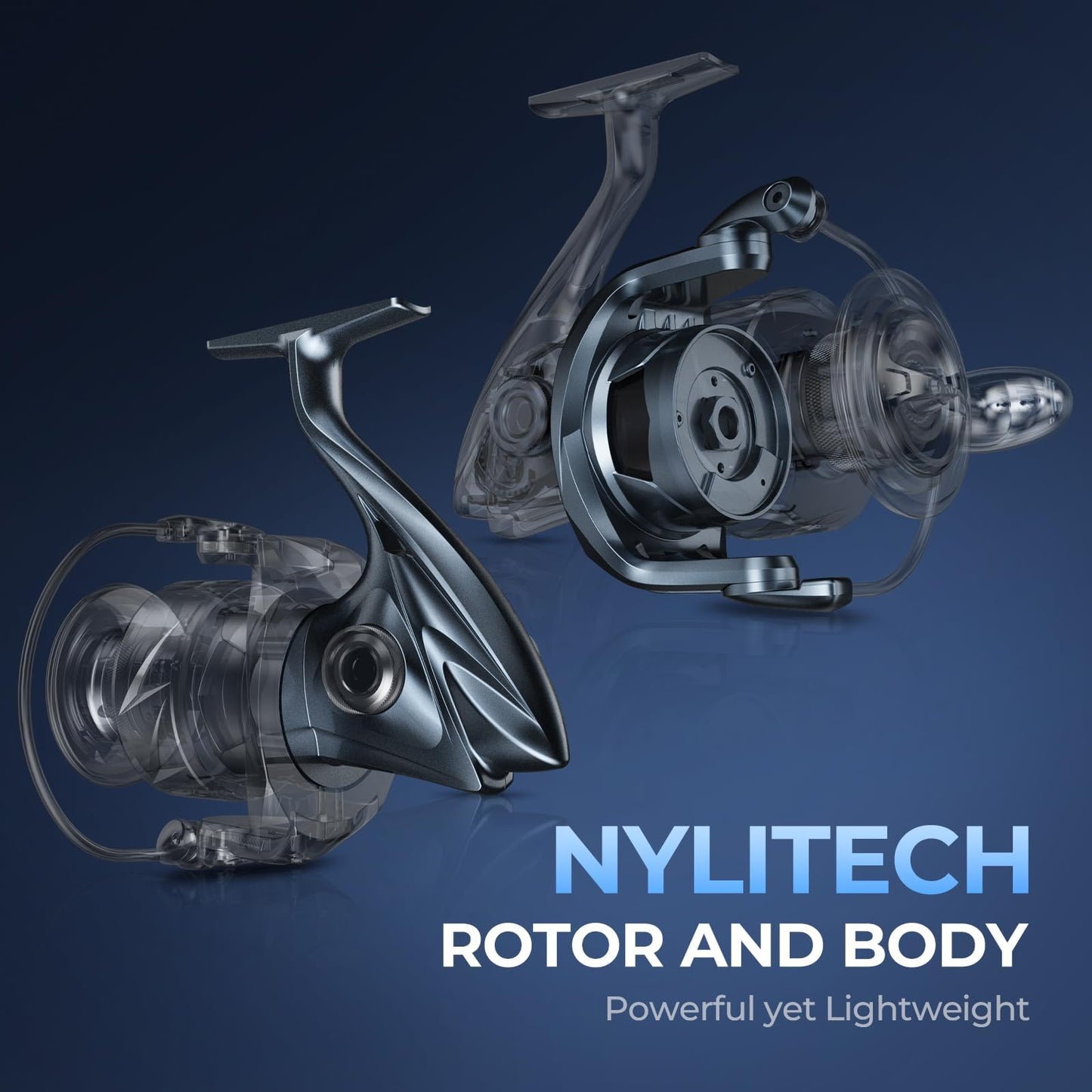 KastKing ReKon Saltwater Spinning Reel – Up to 55LBs Max Drag Big Game Fishing Reel - Innovative NyliTech Body- Water Resistant - 6.2:1 High Speed - MaxiDur 5+1+1 Corrosion-Resistance Bearing System