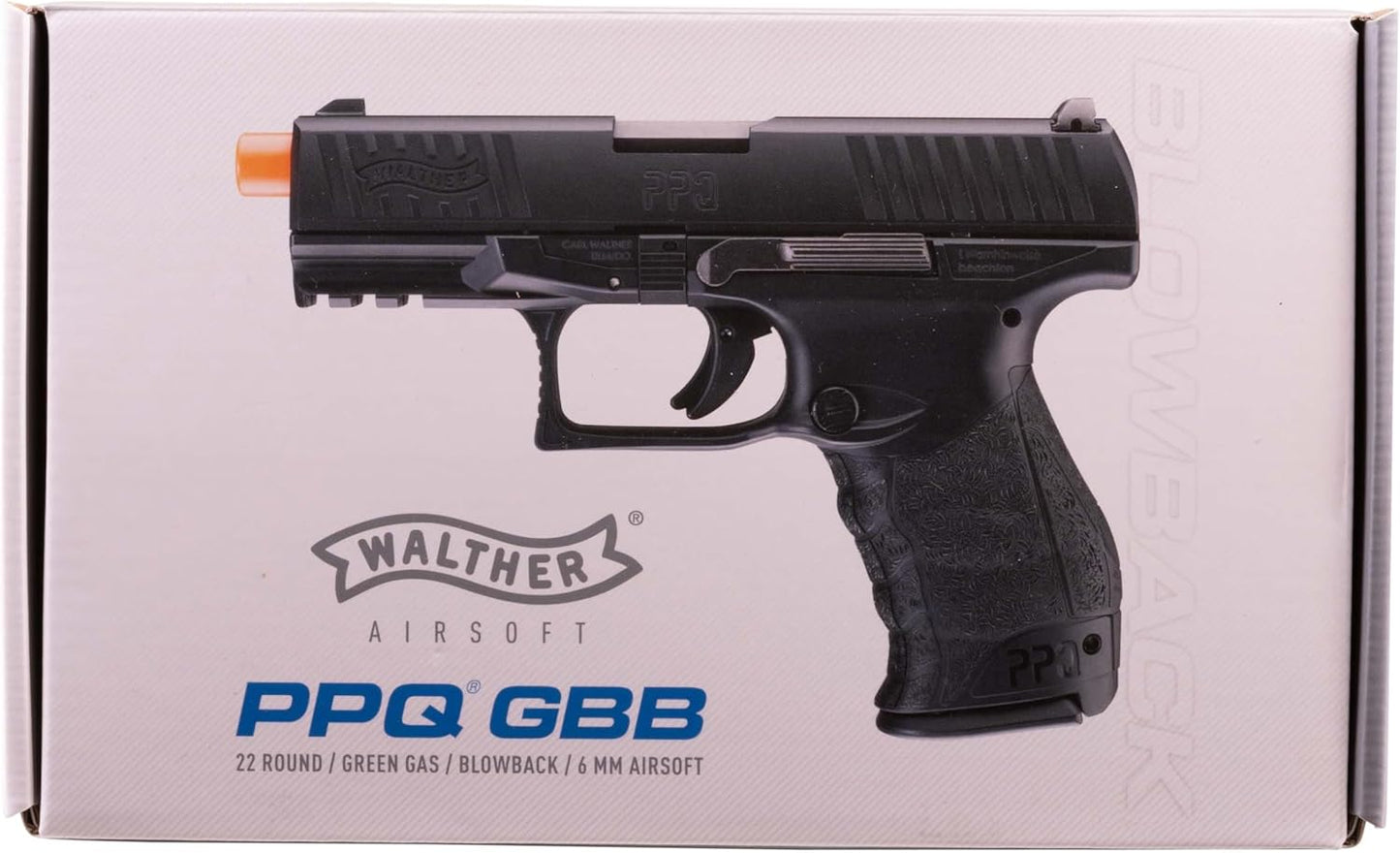 Walther PPQ GBB Airsoft Pistol - Elite Force Blowback 6mm BB Gun for Precision Shooting