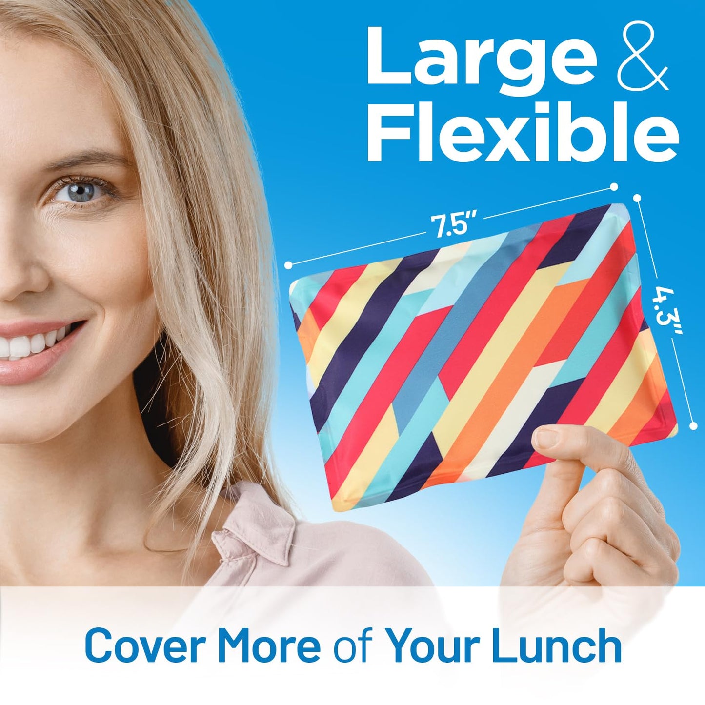 Everlasting Ice RX Reusable Ice Packs for Lunch Boxes & Coolers (2 Pack) Flexible, Long-Lasting, BPA Free, Versatile Soft Ice Pack for Insulated Bags, Picnic, Travel, and More