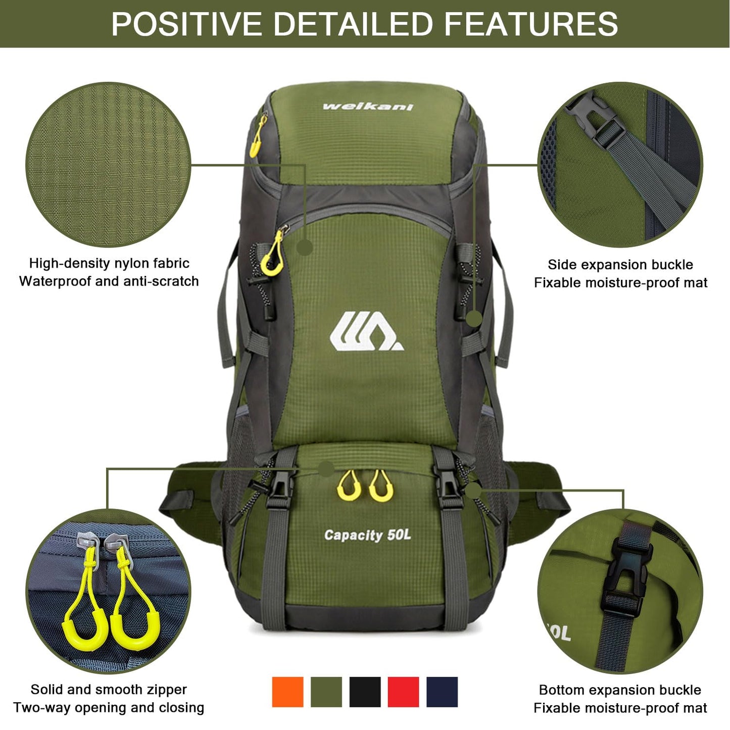 Favuit Hiking Backpack 30L, Lightweight Travel Backpack Camping Essentials Bag Outdoor Sport Daypack for Men Women Trekking Hunting Adventure Gear (Green)