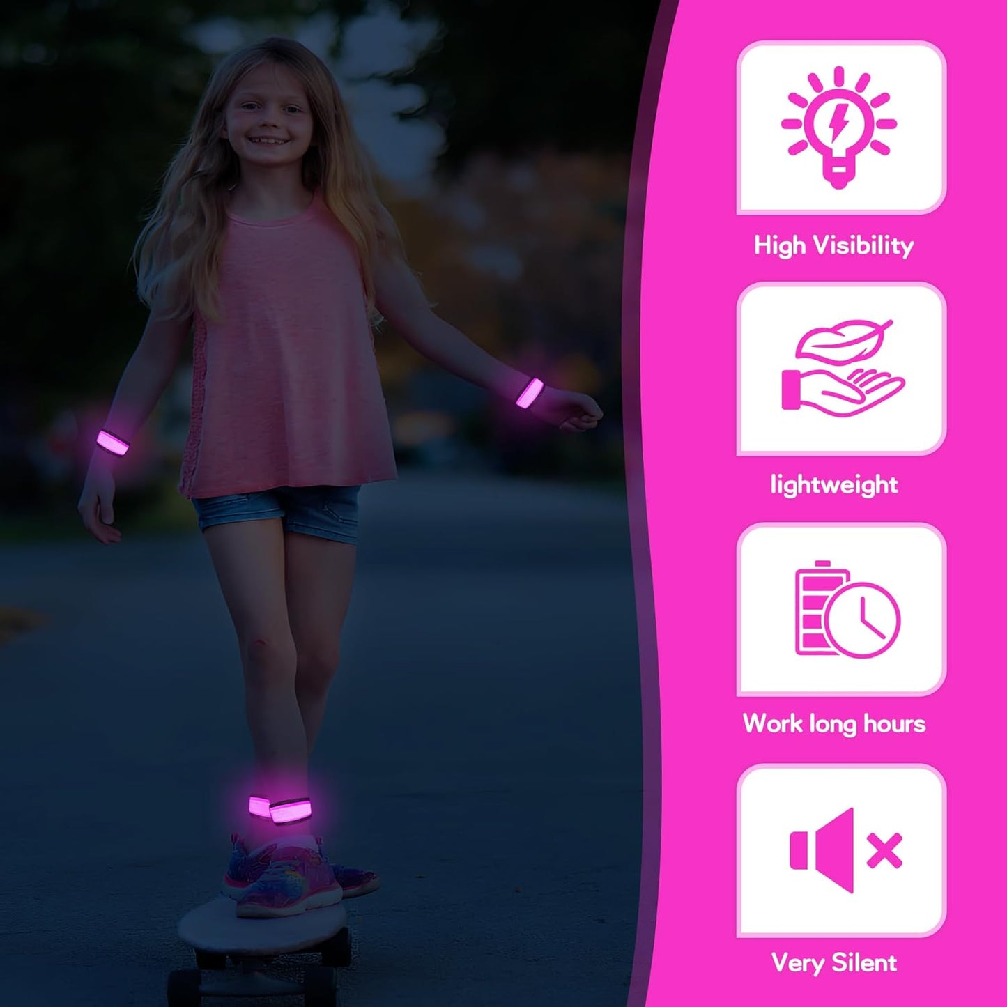 6 Pcs Green LED Light-Up Bracelets | Slap Wristbands for Sports & Events