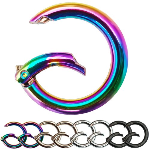 Round Carabiner Clip,O Rings for Keychain with Trigger Spring,Quick Release Keychain,Metal Key Chain Hooks for Paracord Lanyard,Purse Chain Clips,Key Rings,Phone. (2 * 4color)