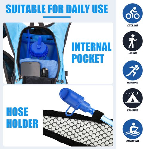 Cunno 3 Pcs Hydration Backpack with 3 Pcs 2l Water Bladder Water Backpack Hydration Pack for Camping Hiking Cycling Running Climbing Biking(Black, Blue, Green)