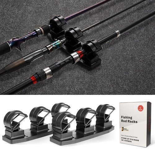 VEYWANE Fishing Rod Racks for Boat/Wall/Truck Bed, 3-Poles Storage Holders with Rubber Band Clips