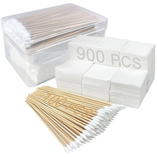 Garrelett Gun Cleaning Supplies - Include 900 Pcs 2x2 Patches, 100 Ct 6-Inch Gun Cleaning Swabs, Convenient Storage Case for Firearm Maintenance