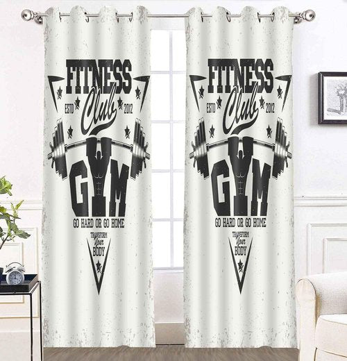 LshyMn Fitness Curtain 52x84 Inches Gym Dumbbell Aerobic Exercise Pattern Printed Window Drapes for Living Room Bedroom Home Decoration CLXTMN257