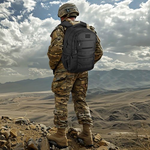 CamGo 15L 25L Tactical Backpack for Men and Women Small Military Hiking Daypacks Molle Rucksack Gear Pack for Camping Gym Travel Survival Bag (#25L-Black)
