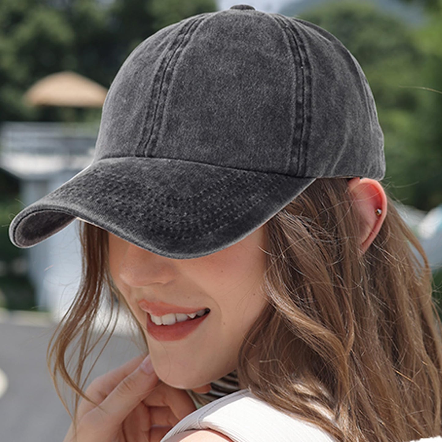 6 Pack Distressed Baseball Cap Washed Cotton Dad Hat for Men Women Black