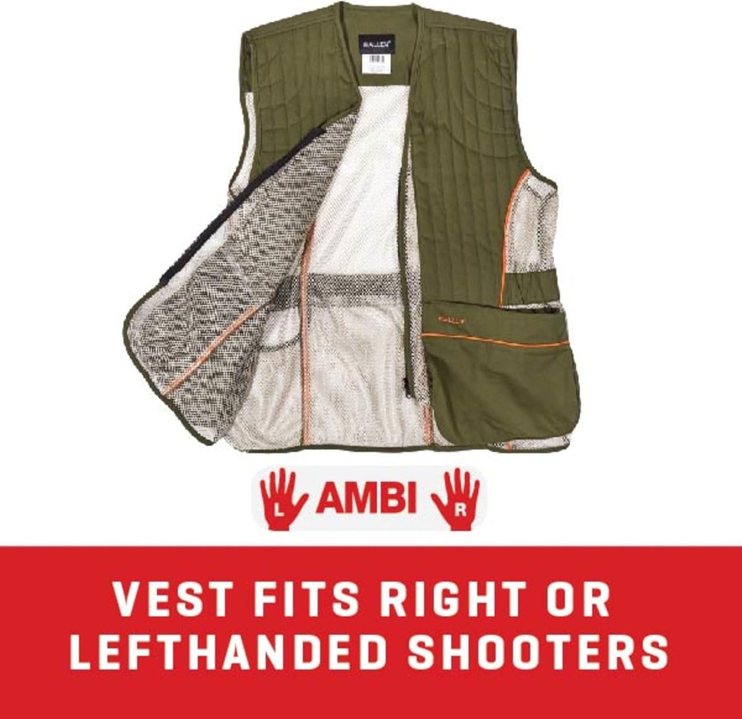 Allen Company Ace Shooting Range Vest with Moveable Shoulder Pad - Shooting Apparel for Adults - Medium/Large - Olive/Tan