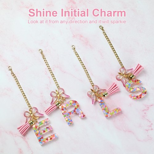 BALLMENT Letter Charm Keychain for Stanley Cup Accessories, Pink Custom Initial J Keychain for Stanley Tumbler 20oz/30oz/40oz, Cute Monogram Bag Charm Gift for Women Girls