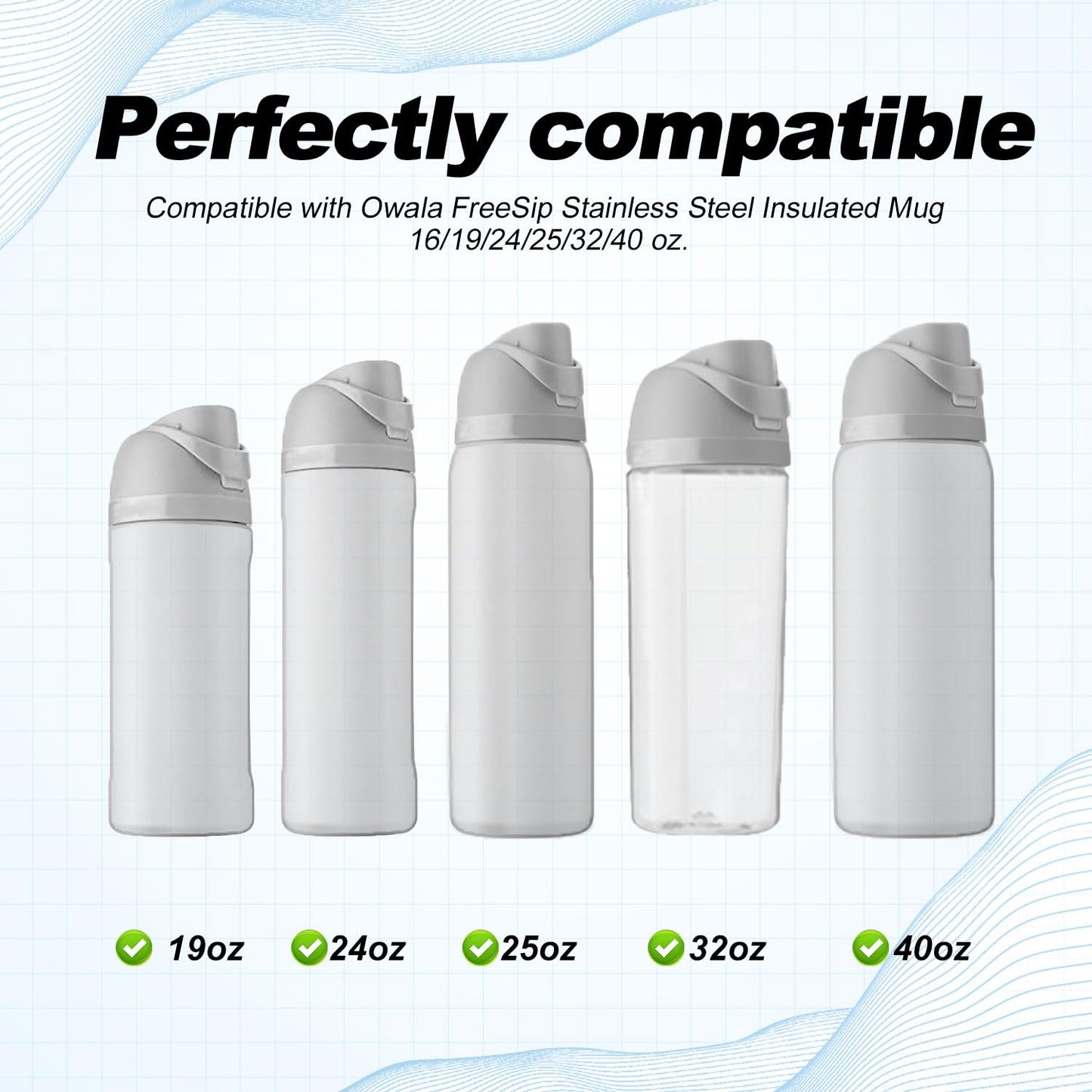 9pcs Water Bottle Replacement Parts Compatible with Owala FreeSip, Water Bottle Seal O Ring & Replacement Stopper for Owala 16/19/24/25/32/40oz Gasket Plug Lid Accessories BPA-Free