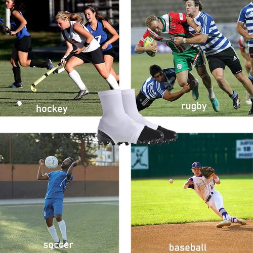 TEQIN Football Spats Cleat Covers, Elastic Football Spats for Cleats, Seamless Cleats Wraps for Football, Baseball, Soccer, Field Hockey White