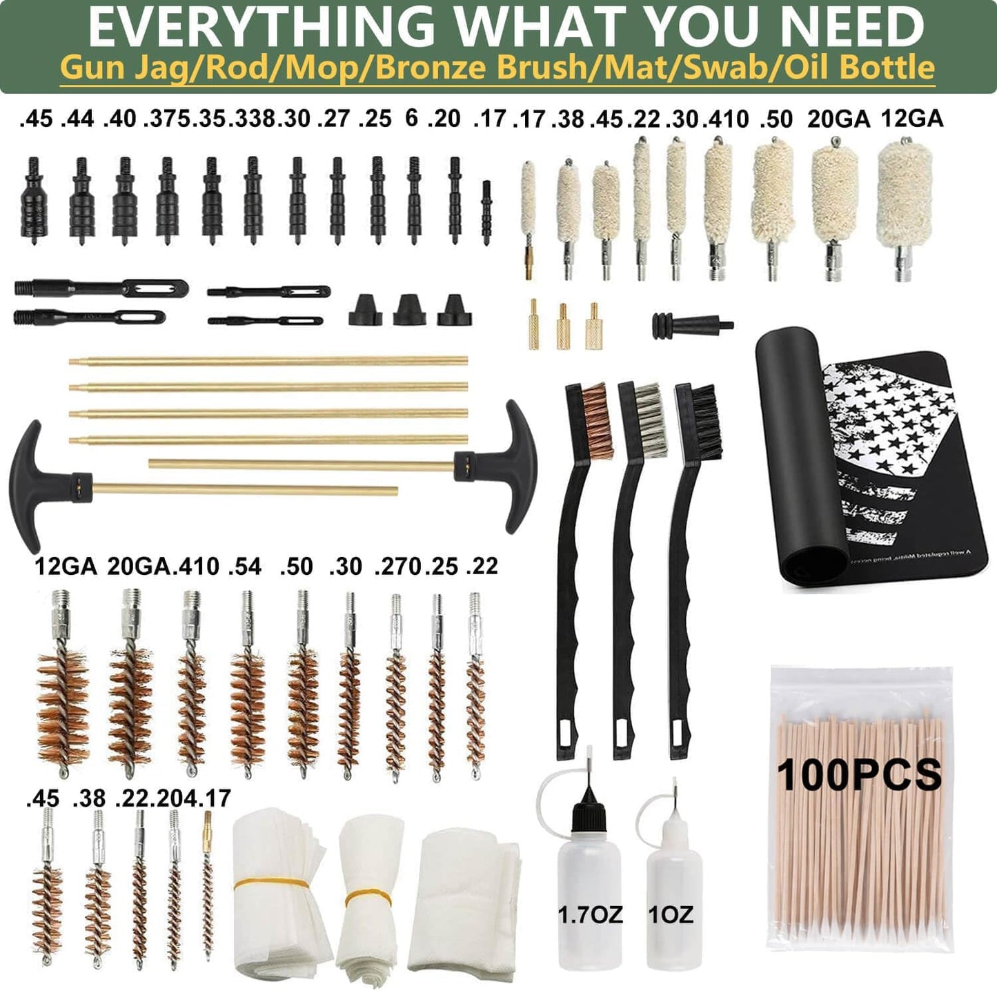 iunio Gun Cleaning Kit, Universal Gun Cleaning Kit for All Caliber Shotgun Pistol Rifle Cleaning Kit with Mat Portable Case
