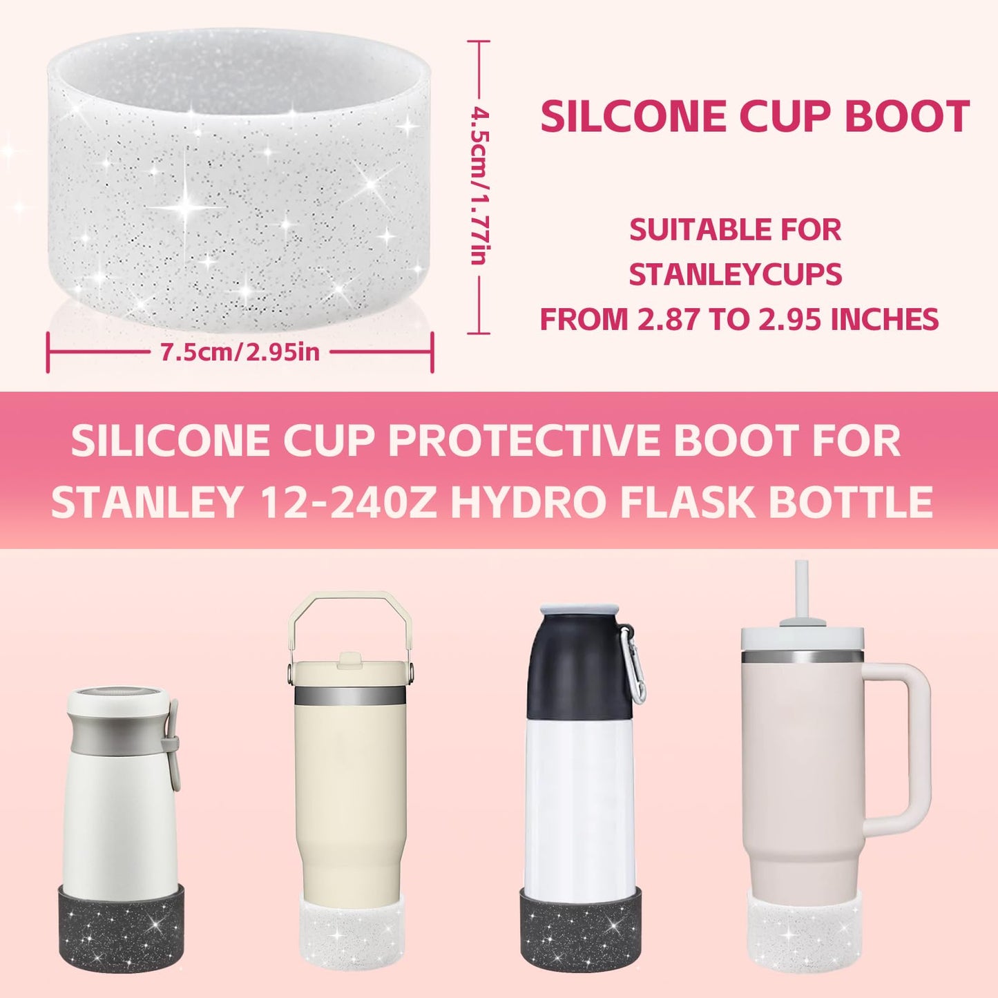 AUREHEN Letter Charm Accessories & Initial Straw Cover Cap & Protective Glitter Silicone Boot for Tumbler 20-40oz & Water Bottle 12-24oz and More Bottles Tumblers
