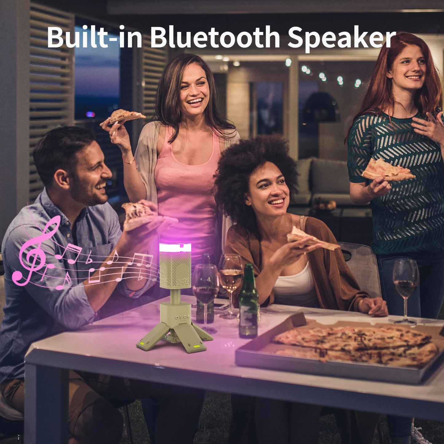 Hiwevvy Camping Lantern, 14000mAh Rechargeable Telescopic Camping Lights Built-in Magnetic Stand with Speaker, Portable Waterproof Outdoor LED Flashlight for Emergency, Hiking, Camping, Fishing -Khaki