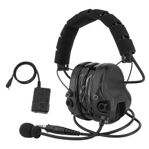 TACGZGJSM M301 Tactical Headset with Extension Line for Hunting and Shooting，Hearing Protection and Communication (Black)